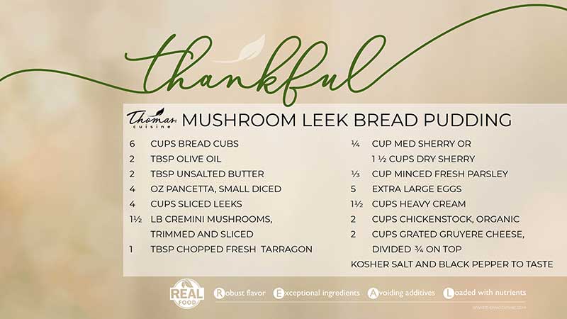 #realfood Recipe Mushroom Leek Bread Pudding